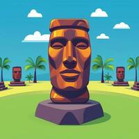 ai generato moai statua pietra testa avatar gamer clip arte etichetta decorazione semplice sfondo culturale foto