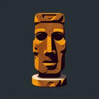 ai generato moai statua pietra testa avatar gamer clip arte etichetta decorazione semplice sfondo culturale foto