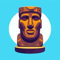 ai generato moai statua pietra testa avatar gamer clip arte etichetta decorazione semplice sfondo culturale foto