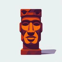 ai generato moai statua pietra testa avatar gamer clip arte etichetta decorazione semplice sfondo culturale foto