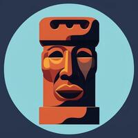 ai generato moai statua pietra testa avatar gamer clip arte etichetta decorazione semplice sfondo culturale foto