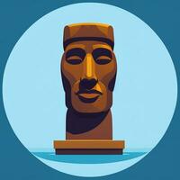 ai generato moai statua pietra testa avatar gamer clip arte etichetta decorazione semplice sfondo culturale foto