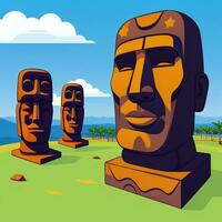 ai generato moai statua pietra testa avatar gamer clip arte etichetta decorazione semplice sfondo culturale foto