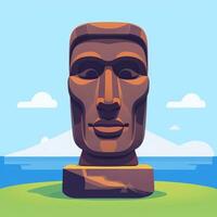 ai generato moai statua pietra testa avatar gamer clip arte etichetta decorazione semplice sfondo culturale foto