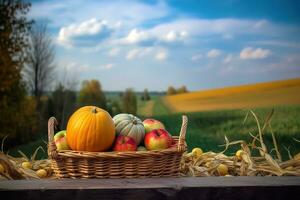 ai generato autunno raccogliere sfondo foto