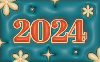 nuovo anno 2024 3d morbido realistico carta modello Immagine design foto