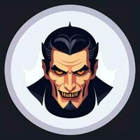 ai generato dracula vampiro avatar gamer icona clip arte etichetta decorazione semplice sfondo foto