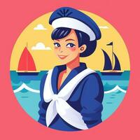 ai generato marinaio avatar icona clip arte etichetta decorazione semplice sfondo foto