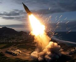 ai generativo esplorazione missile razzo attacco guerra sfondo foto