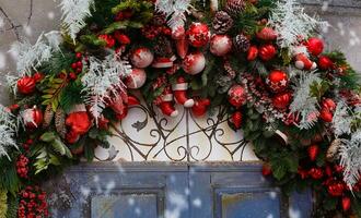 rustico Natale decorazione. Natale sfondo. copia spazio. flatlay foto