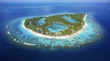 Maldive a partire dal il cielo - esplorando isola bellezza. generativo ai foto