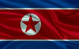 3d agitando realistico seta nazionale bandiera di nord Corea. contento nazionale giorno nord Corea bandiera sfondo. vicino su foto