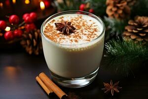 ai generato classico caldo cioccolato ricco calore e cremoso zabaione festivo vacanza Natale ai generato foto