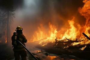 wildfire foresta fuoco inghiotte boschi fuoco si diffonde selvaggiamente ai generato foto