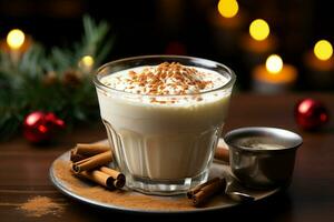 ai generato classico caldo cioccolato ricco calore e cremoso zabaione festivo vacanza Natale ai generato foto