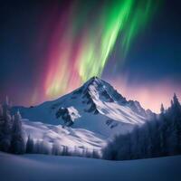 notte neve montagna aurora foto