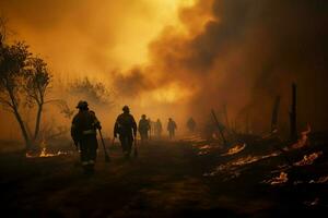 wildfire foresta fuoco inghiotte boschi fuoco si diffonde selvaggiamente ai generato foto