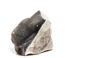 macro minerale pietra pietra focaia nel il roccia su un' bianca sfondo foto