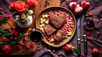 ai generato. san valentino giorno cena impostare foto