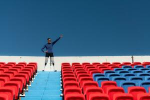 atleti con disabilità rallegrare a partire dal il sta nel un' gli sport arena. foto