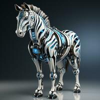 ai generato 3d cartone animato robot zebra foto