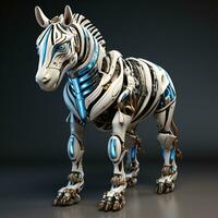 ai generato 3d cartone animato robot zebra foto