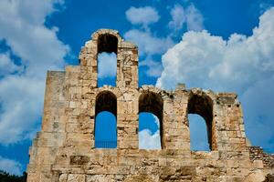 rovine di odeon di erode attico romano Teatro. Atene, Grecia foto