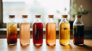 ai generato generativo ai, fatti in casa fermentato kombucha bere, salutare Tè, naturale probiotico aromatizzato bevanda foto