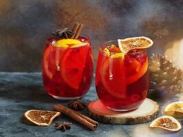 festivo Natale Sangria o vin brulé vino bevande foto