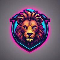 gamer Leone logo, minimalismo, vettore, neon leggero foto