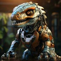 ai generato 3d cartone animato Allosaurus robot foto