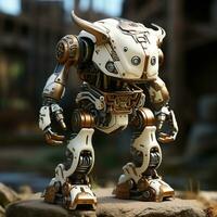 ai generato 3d cartone animato mucca robot foto