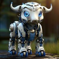 ai generato 3d cartone animato mucca robot foto