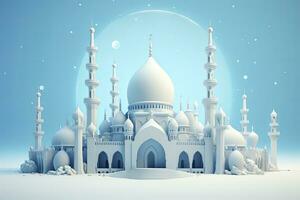 ai generato senza soluzione di continuità Arabo moschea decorativo modello su bianca foto