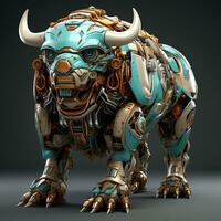 ai generato 3d cartone animato bisonte robot foto