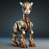 ai generato 3d cartone animato giraffa robot foto