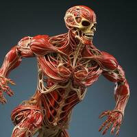 ai generato 3d pieno corpo umano corpo ossatura foto