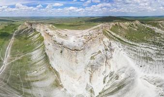 vista aerea della roccia bianca della montagna rocciosa o ak-kaya belaya skala, crimea