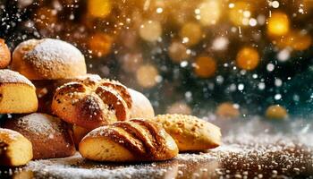 ai generato Natale biscotti e decorazioni foto