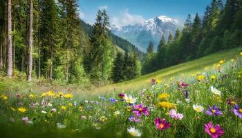 ai generato bellissimo naturale scenario con selvaggio fiori foto