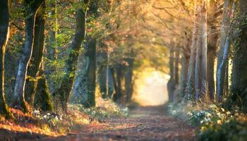 ai generato foresta nel il mattina foto