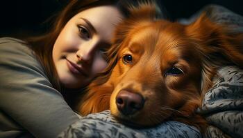 ai generato giovane donna, all'aperto, guardare a telecamera, sorridente, bellezza nel natura generato di ai foto