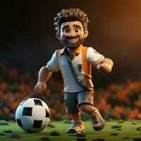 ai generato 3d cartone animato calcio giocatore foto