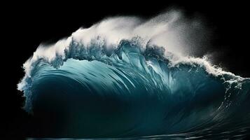 ai generato enorme tempestoso mare onda isolato su il bianca sfondo foto
