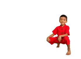 poco ragazzo bambino nel rosso Cinese vestire, stile e moda idee per bambini. Cinese nuovo anno foto