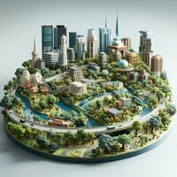 ai generato 3d miniatura modello di il città foto