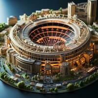 ai generato 3d miniatura modello di il stadio foto