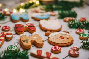 Natale colorato biscotti per sfondo foto