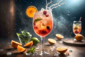 spruzzi frutta cocktail artistico promozionale video ai generativo foto