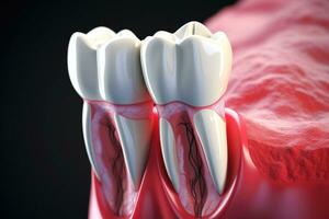 ai generato dentale trattamento chirurgia smalto recupero radice Salute dentiera dente porcellana corona foto